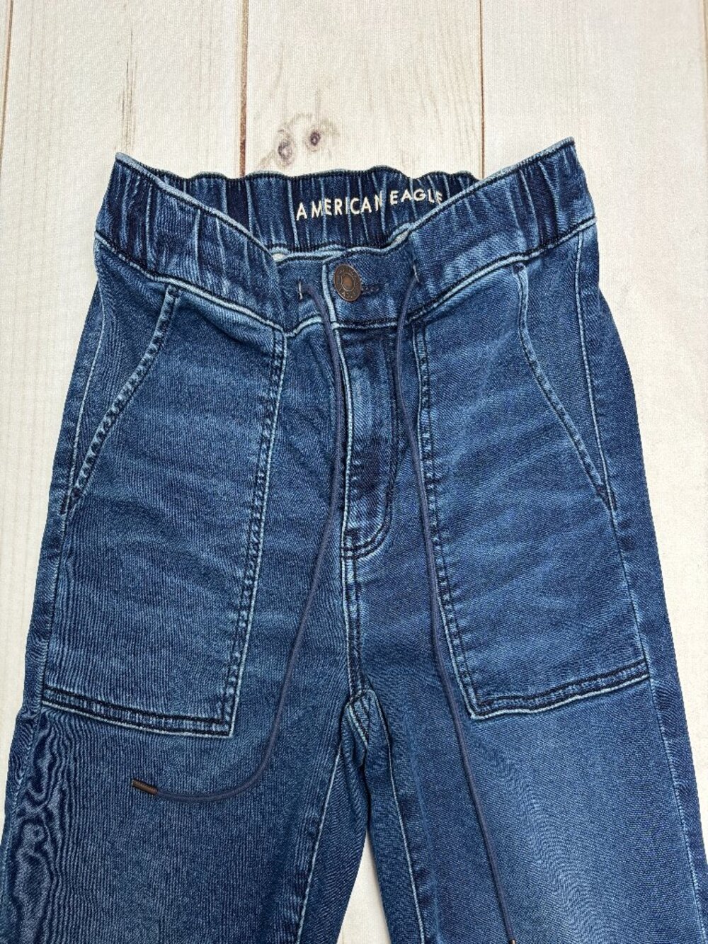 American Eagle Next Level Denim Joggers Women 4 Regular Mid Rise Stretch Blue - Picture 2 of 14
